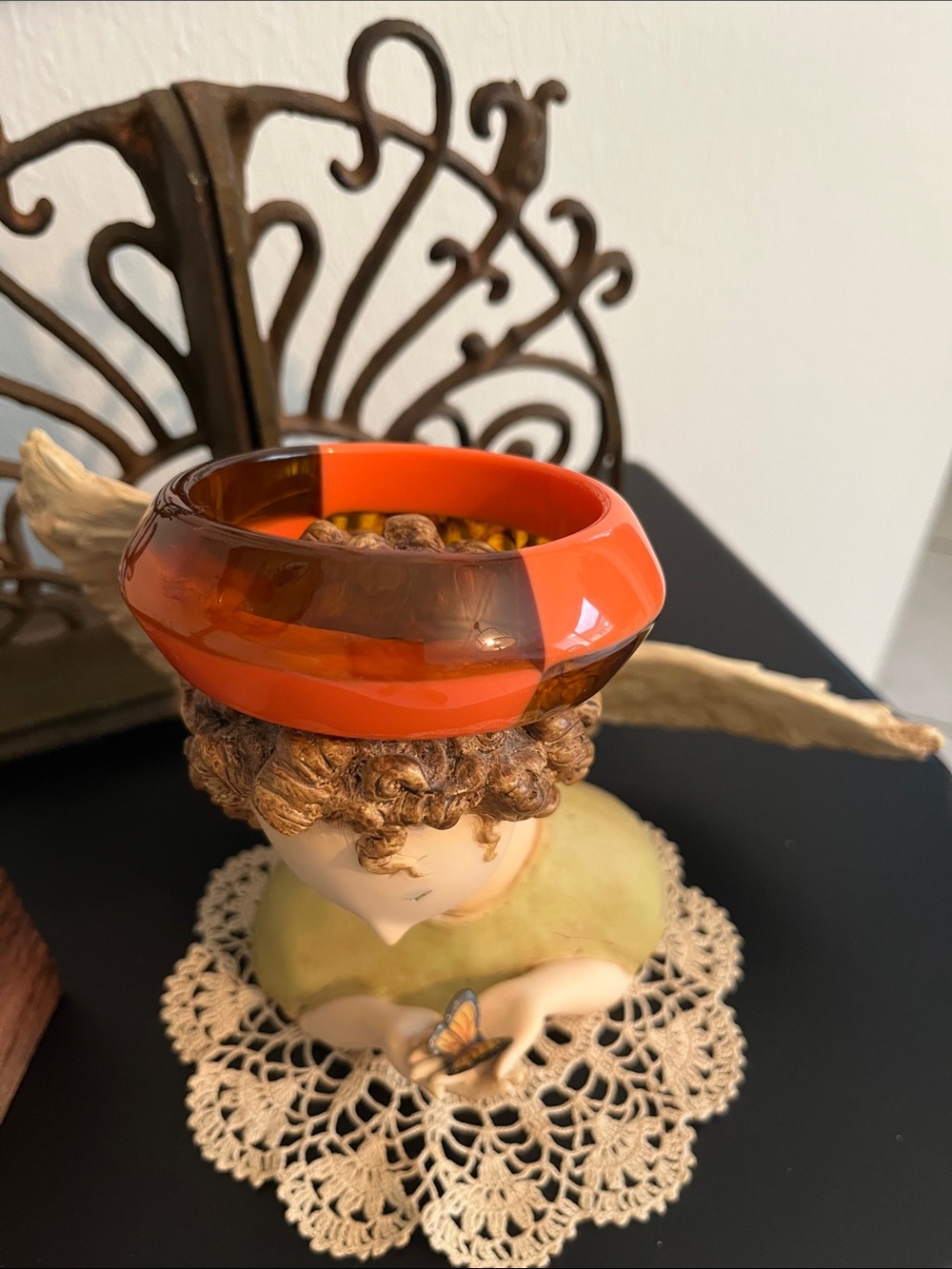 Gorgeous Bold Orange & Brown Resin Bangle Bracelet